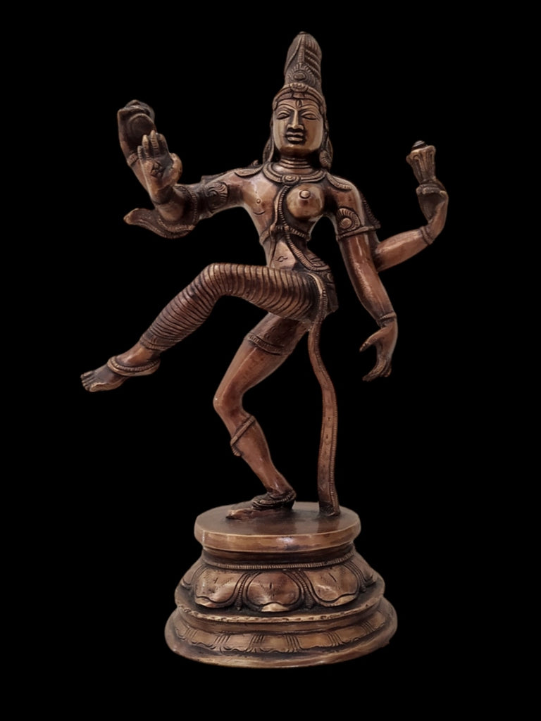 Ardhanarishwara - Vintage Brass Sculpture of Lord Shiva & His Consort Parvati. Ht 37 cm x W 23 cm