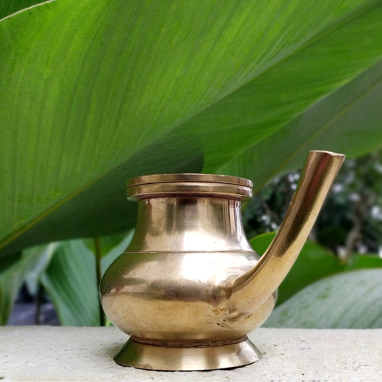Vintage Brass Kindi With A Spout For Holy Water. Length 12 cm x Height 8 cm x Diameter 5.5 cm