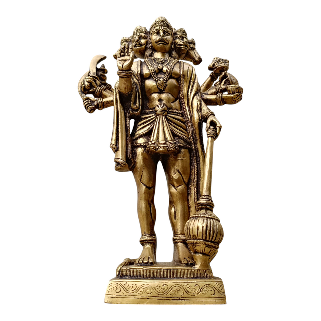 Magnificent Brass Sculpture Panchmukhi Hanuman. Size Ht 36 cm  x W 20 cm