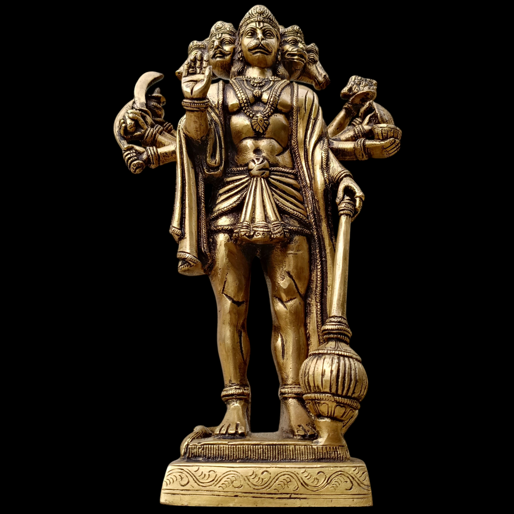 Magnificent Brass Sculpture Panchmukhi Hanuman. Size Ht 36 cm  x W 20 cm