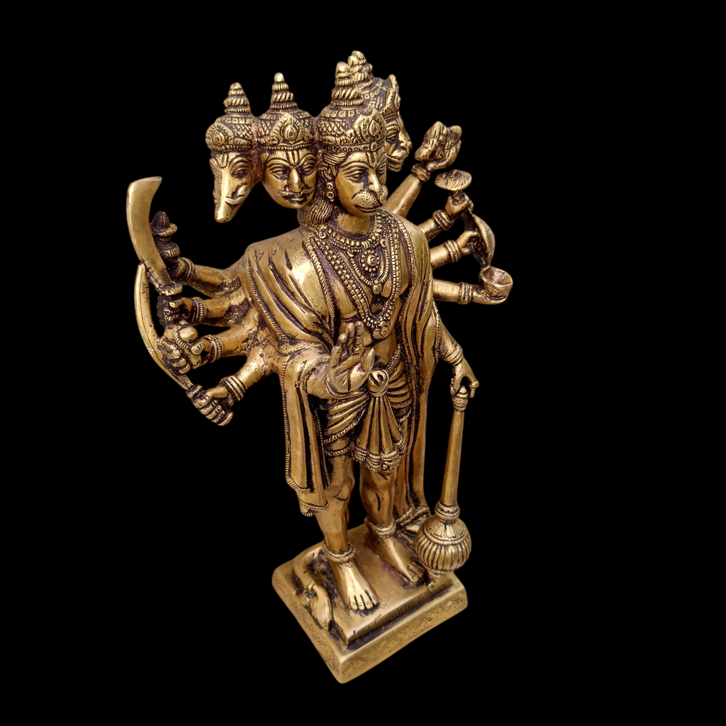 Magnificent Brass Sculpture Panchmukhi Hanuman. Size Ht 36 cm  x W 20 cm