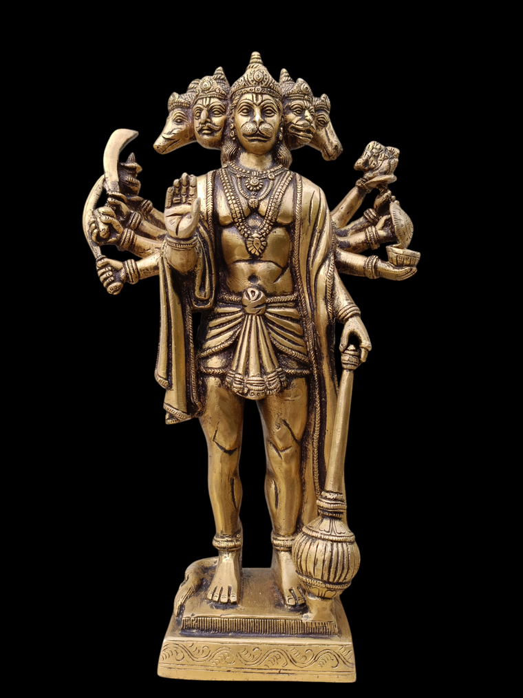 Magnificent Brass Sculpture Panchmukhi Hanuman. Size Ht 36 cm  x W 20 cm