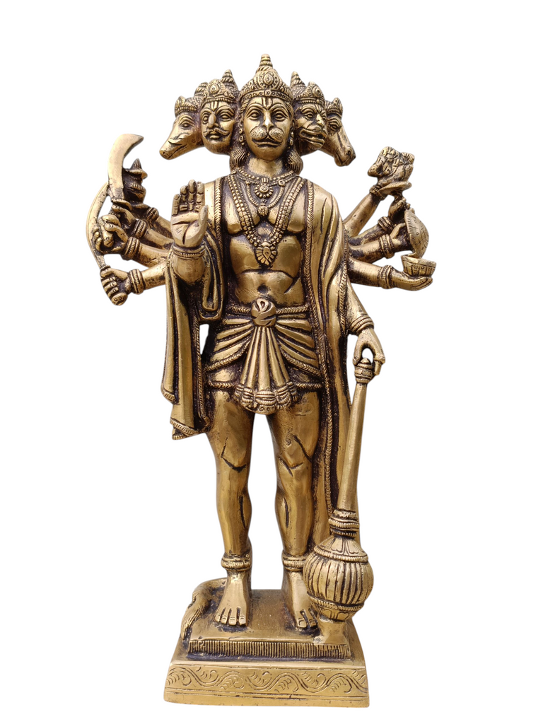 Magnificent Brass Sculpture Panchmukhi Hanuman. Size Ht 36 cm  x W 20 cm