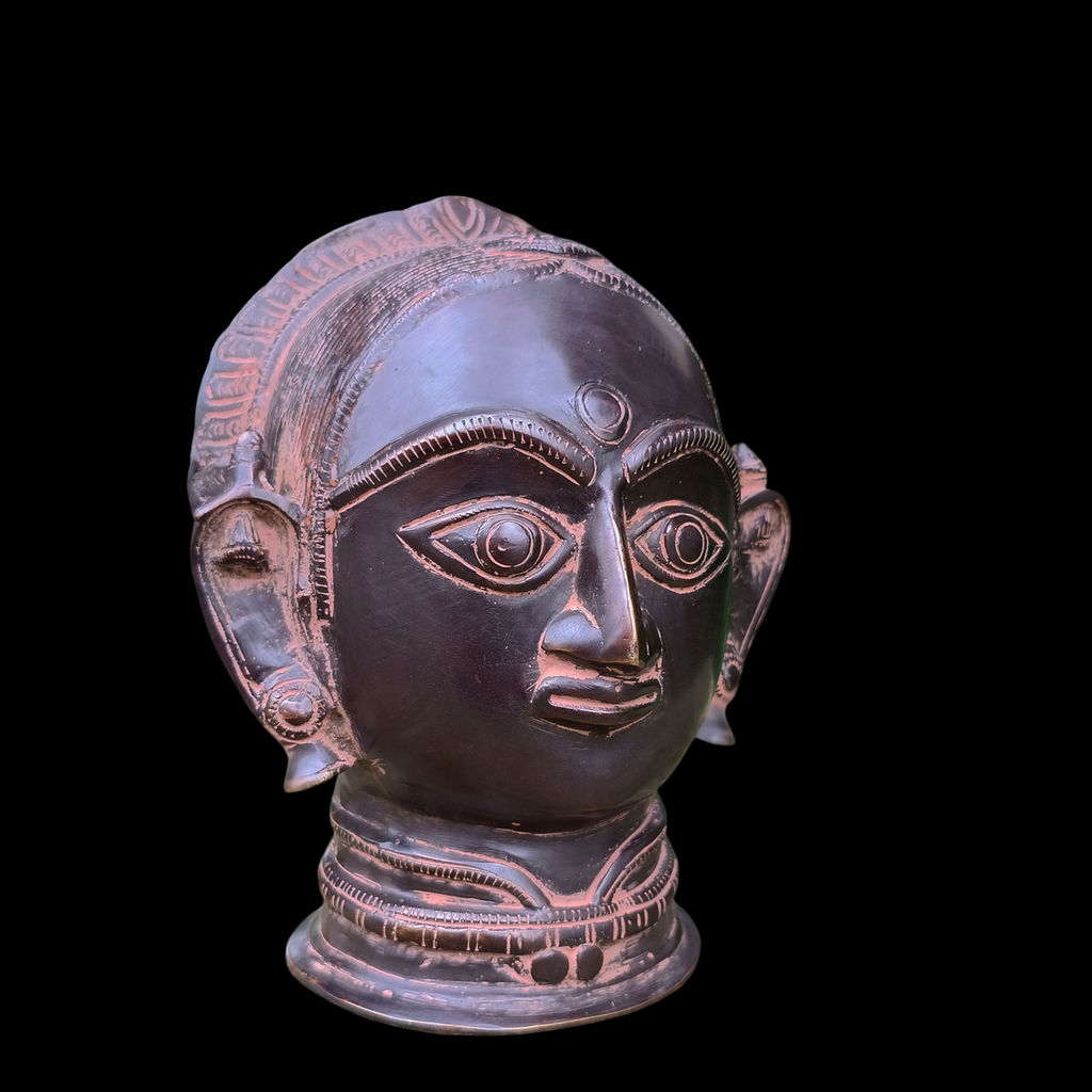 Brass Bust of Gauri | Parvati - Goddess of Peace, Protection & Good Fortune . H 18 cm x W 15 cm x D 13 cm