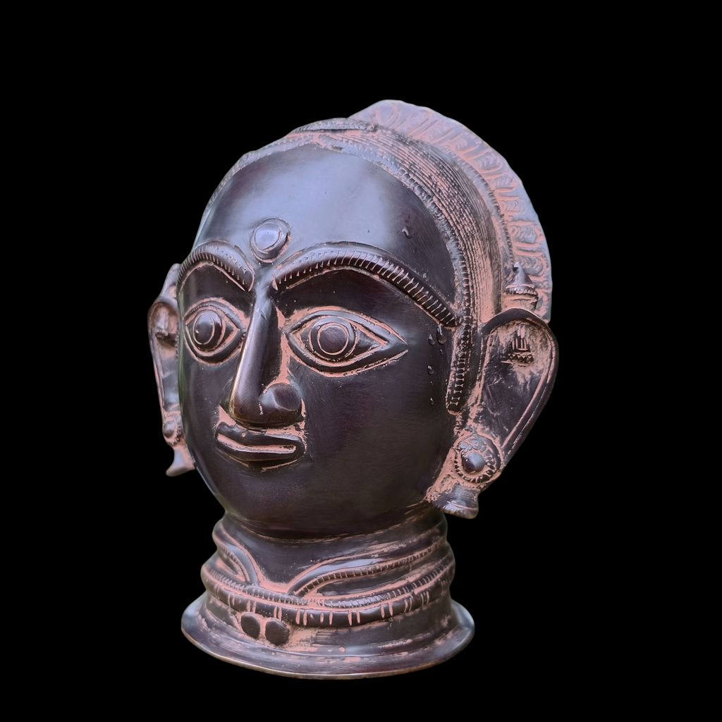 Brass Bust of Gauri | Parvati - Goddess of Peace, Protection & Good Fortune . H 18 cm x W 15 cm x D 13 cm
