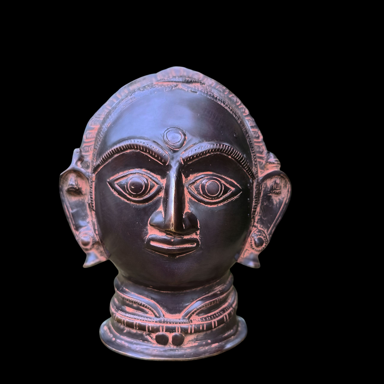 Brass Bust of Gauri | Parvati - Goddess of Peace, Protection & Good Fortune . H 18 cm x W 15 cm x D 13 cm