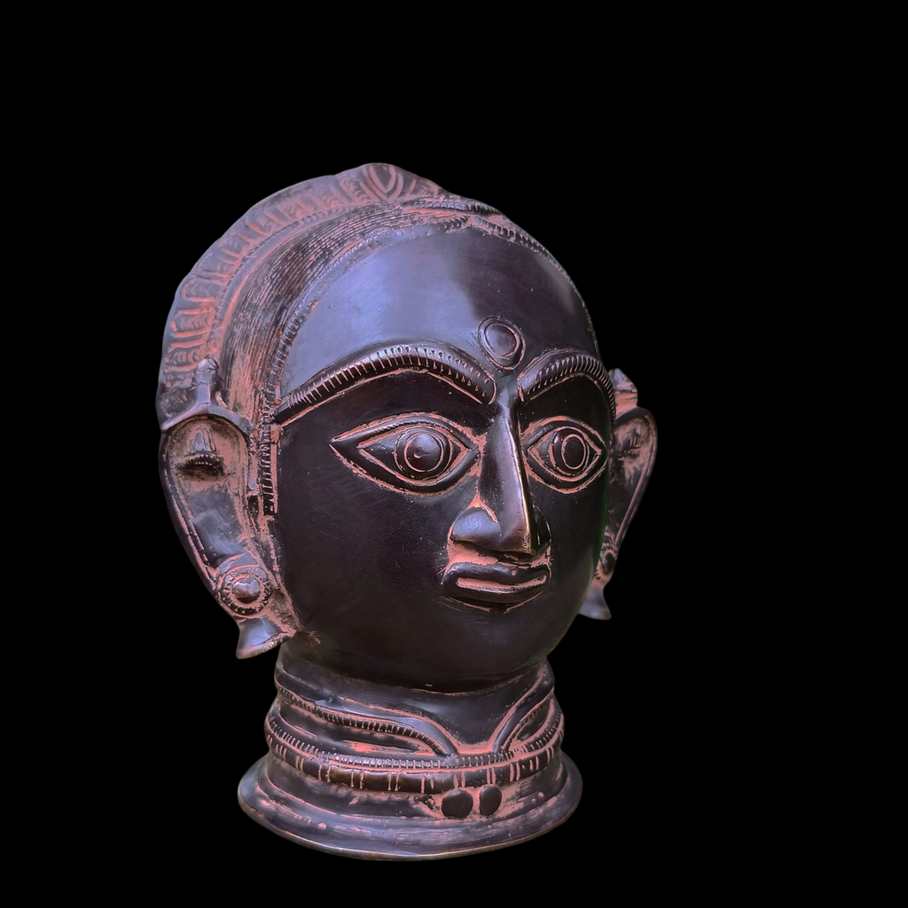 Brass Bust of Gauri | Parvati - Goddess of Peace, Protection & Good Fortune . H 18 cm x W 15 cm x D 13 cm
