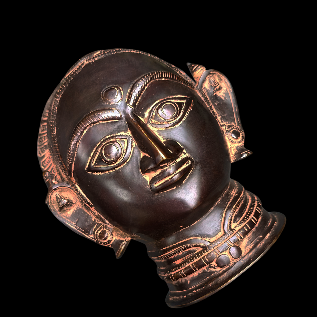 Brass Bust of Gauri | Parvati - Goddess of Peace, Protection & Good Fortune . H 18 cm x W 15 cm x D 13 cm