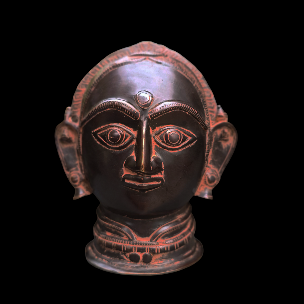 Brass Bust of Gauri | Parvati - Goddess of Peace, Protection & Good Fortune . H 18 cm x W 15 cm x D 13 cm