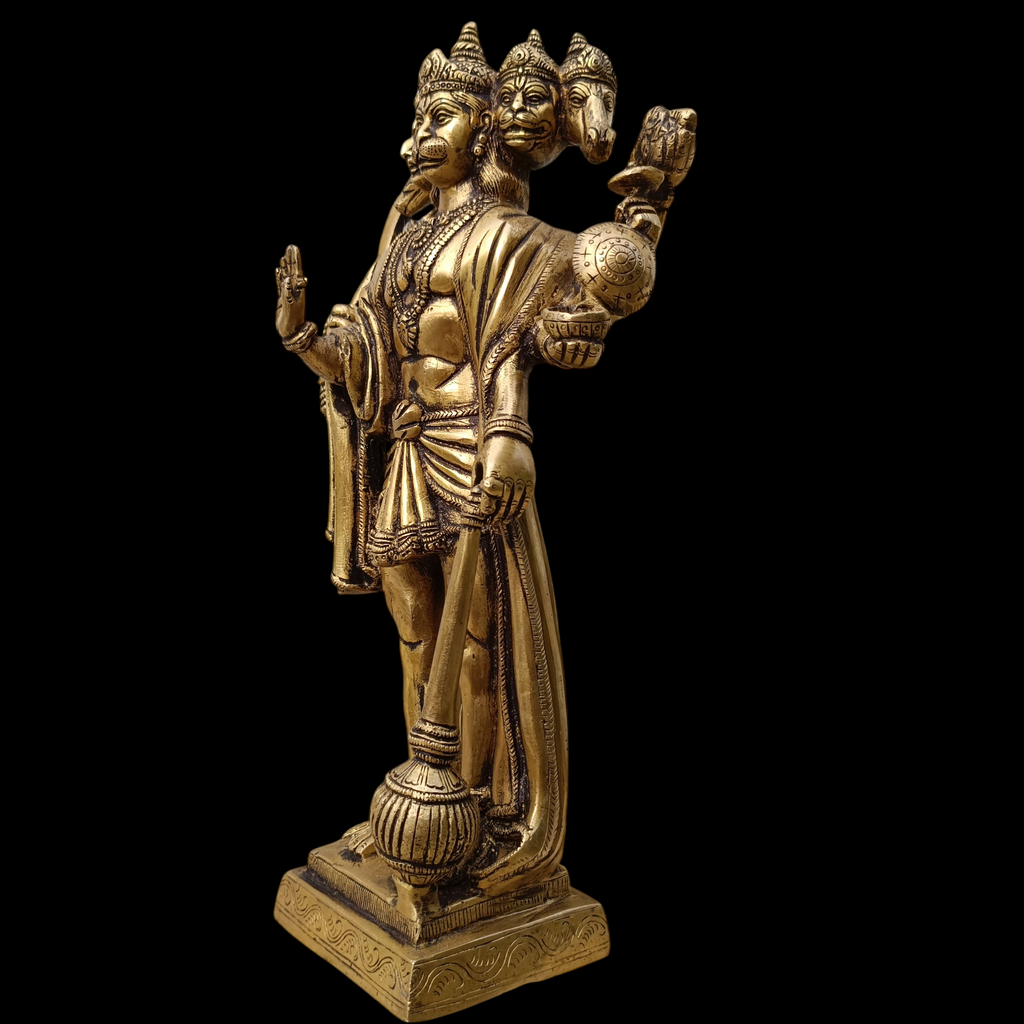 Magnificent Brass Sculpture Panchmukhi Hanuman. Size Ht 36 cm  x W 20 cm