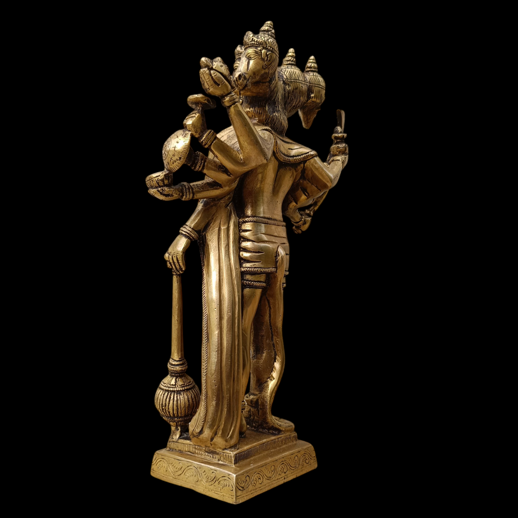 Magnificent Brass Sculpture Panchmukhi Hanuman. Size Ht 36 cm  x W 20 cm