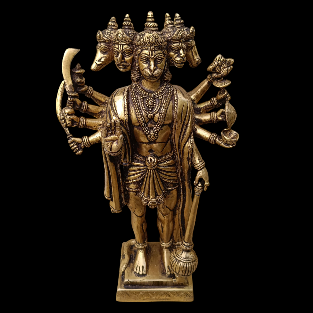 Magnificent Brass Sculpture Panchmukhi Hanuman. Size Ht 36 cm  x W 20 cm