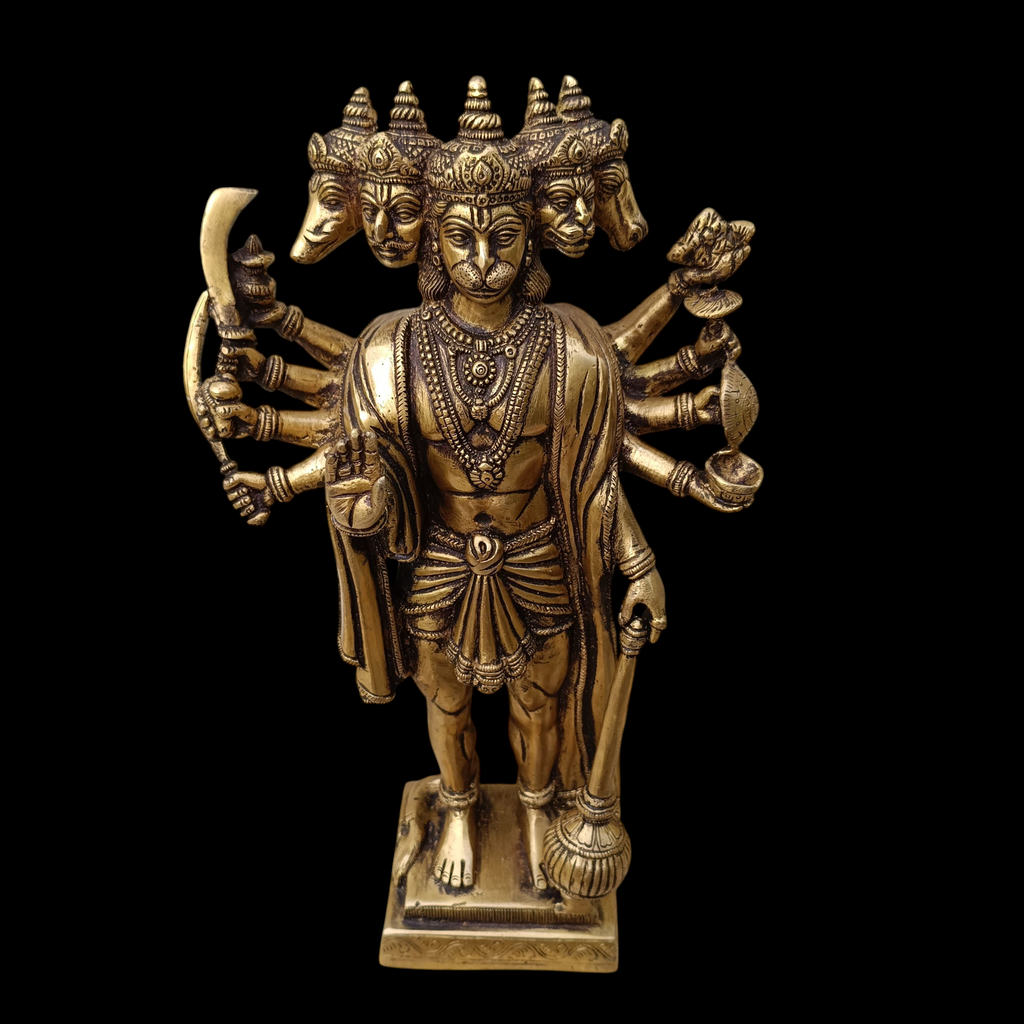 Magnificent Brass Sculpture Panchmukhi Hanuman. Size Ht 36 cm  x W 20 cm