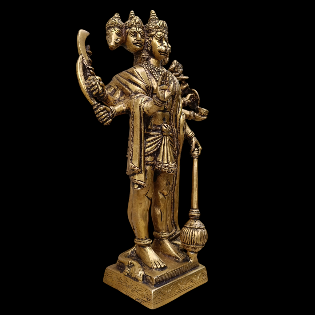 Magnificent Brass Sculpture Panchmukhi Hanuman. Size Ht 36 cm  x W 20 cm