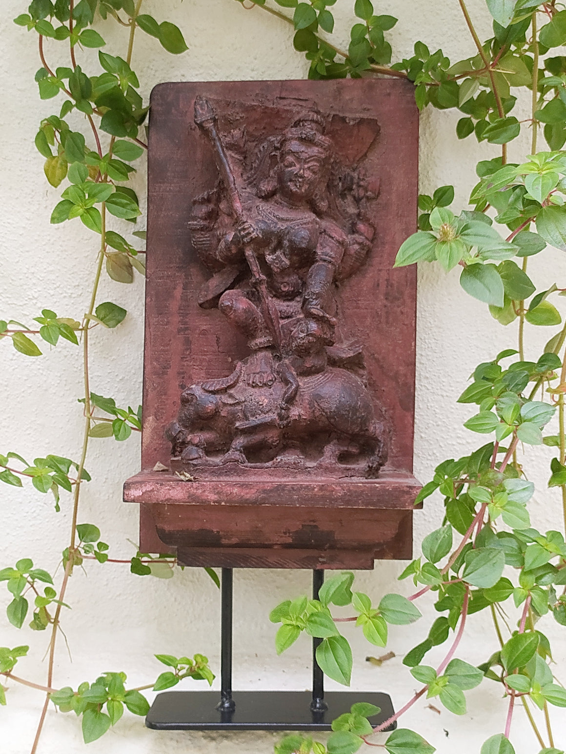 Vintage Wood Carving Of Kali - Goddess of War, Change, Creation, Destruction & Power. Height 48 cm x Width 20 cm