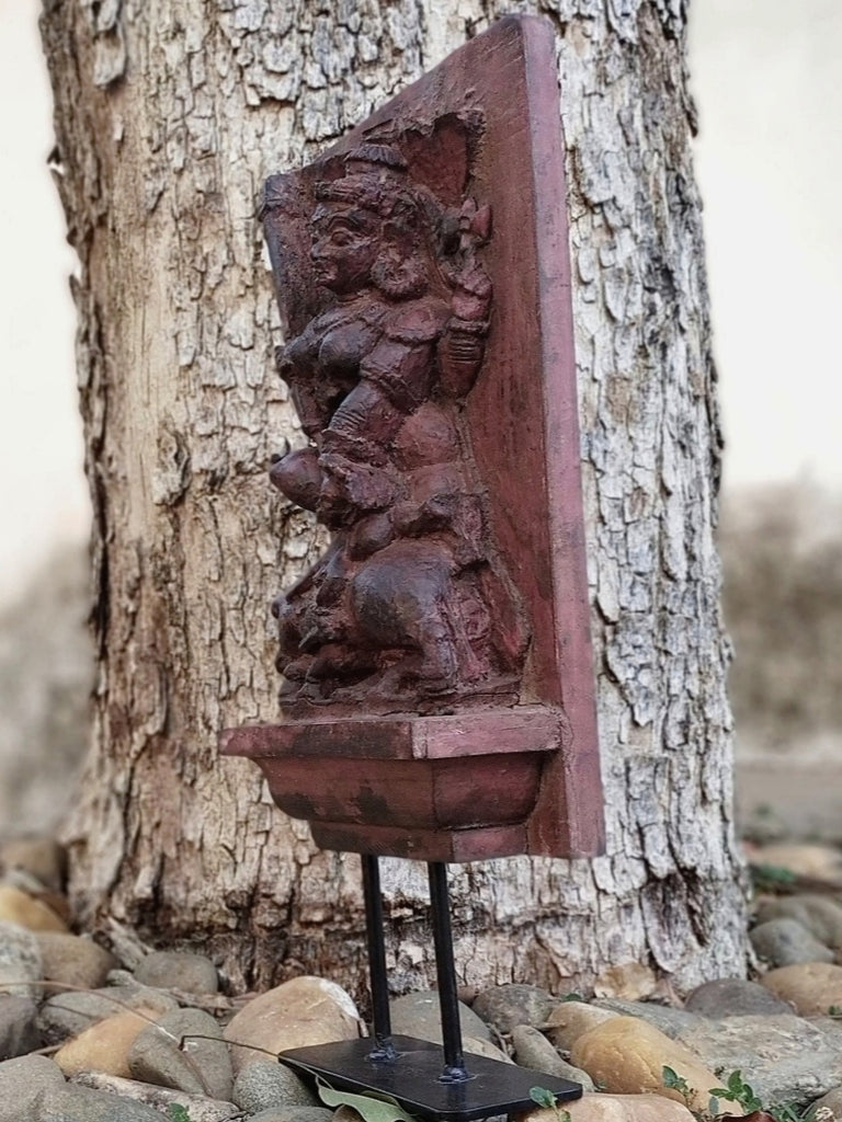 Vintage Wood Carving Of Kali - Goddess of War, Change, Creation, Destruction & Power. Height 48 cm x Width 20 cm