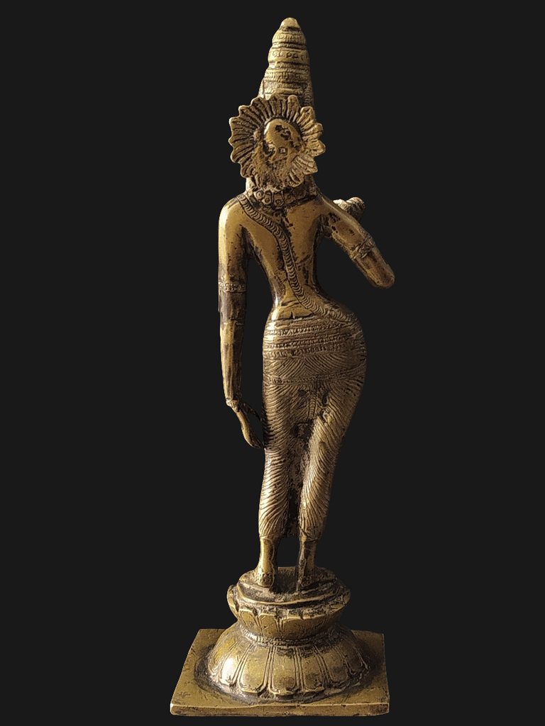 Vintage Divine Brass Sculpture Of Parvati - Goddess of Fertility, Love & Devotion. Height 33 cm