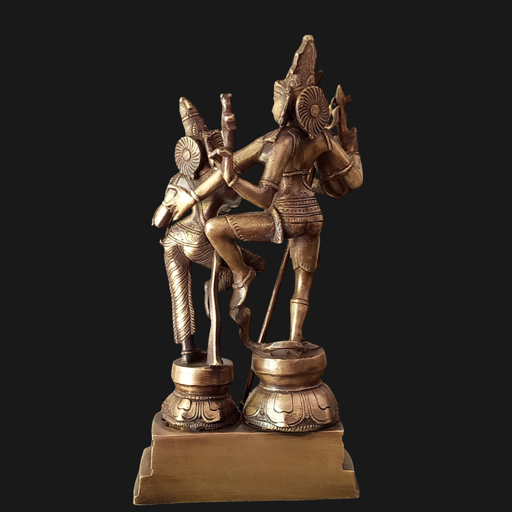 Majestic Brass Sculpture of Dancing Shiva & Parvati - H 33 cm x W 26 cm