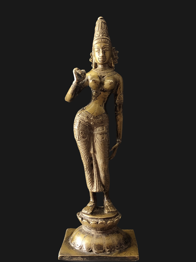 Vintage Divine Brass Sculpture Of Parvati - Goddess of Fertility, Love & Devotion. Height 33 cm