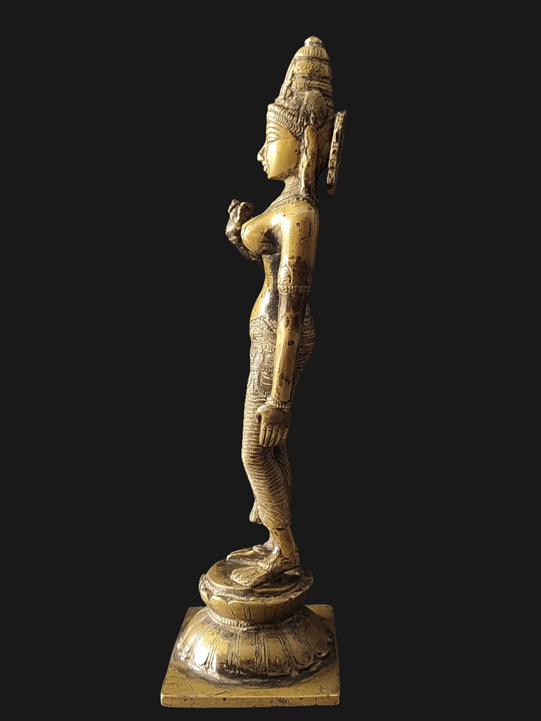 Vintage Divine Brass Sculpture Of Parvati - Goddess of Fertility, Love & Devotion. Height 33 cm