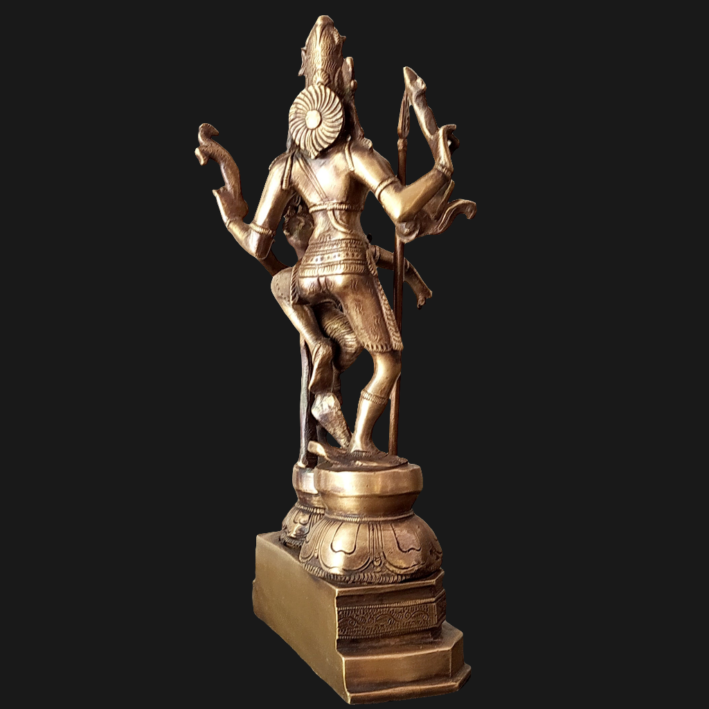 Majestic Brass Sculpture of Dancing Shiva & Parvati - H 33 cm x W 26 cm