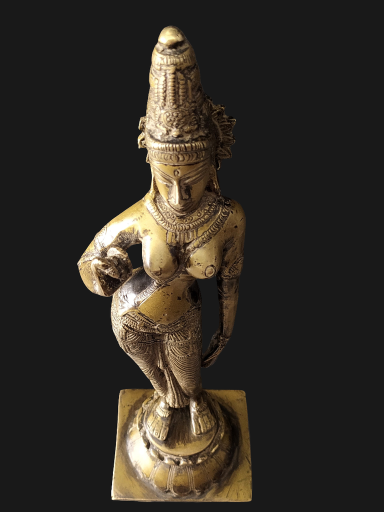 Vintage Divine Brass Sculpture Of Parvati - Goddess of Fertility, Love & Devotion. Height 33 cm