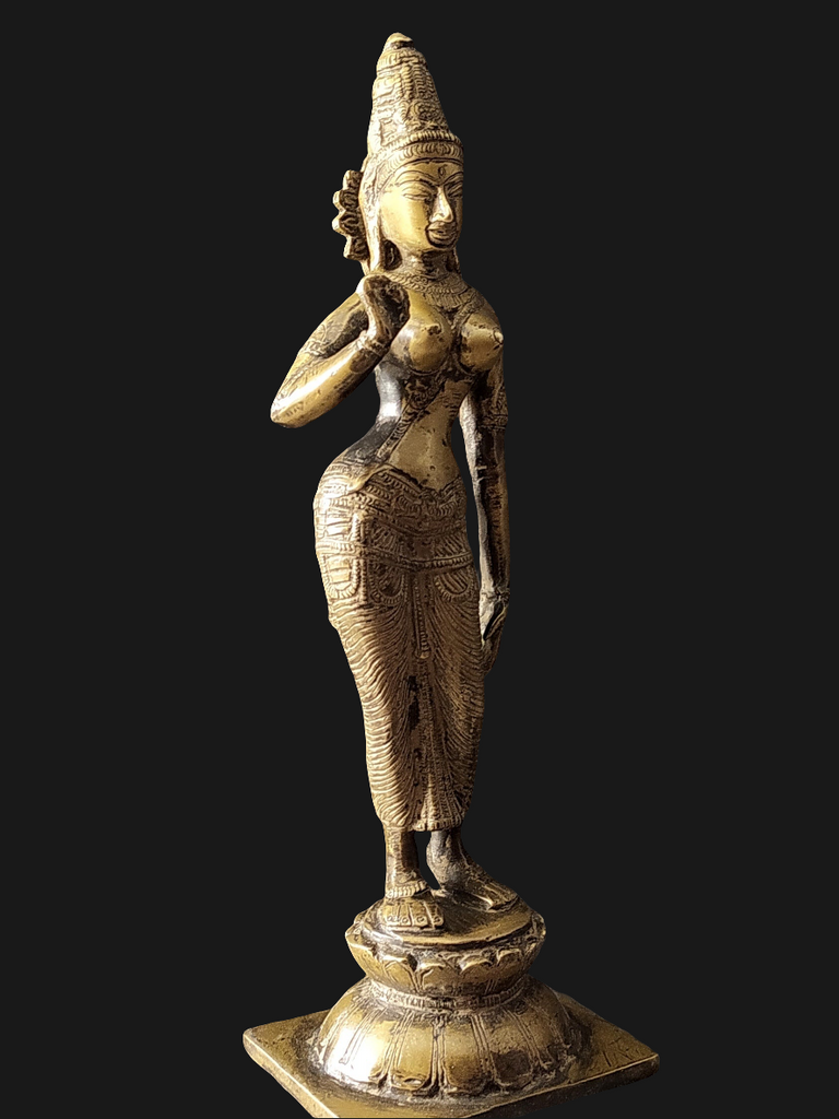 Vintage Divine Brass Sculpture Of Parvati - Goddess of Fertility, Love & Devotion. Height 33 cm