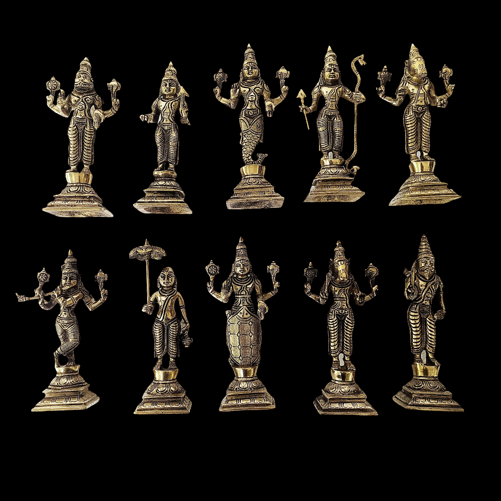 'Dashavatar' - Ten Incarnations Of Vishnu - Creator Of The Universe. Ht 15 cm x W 5.5 cm