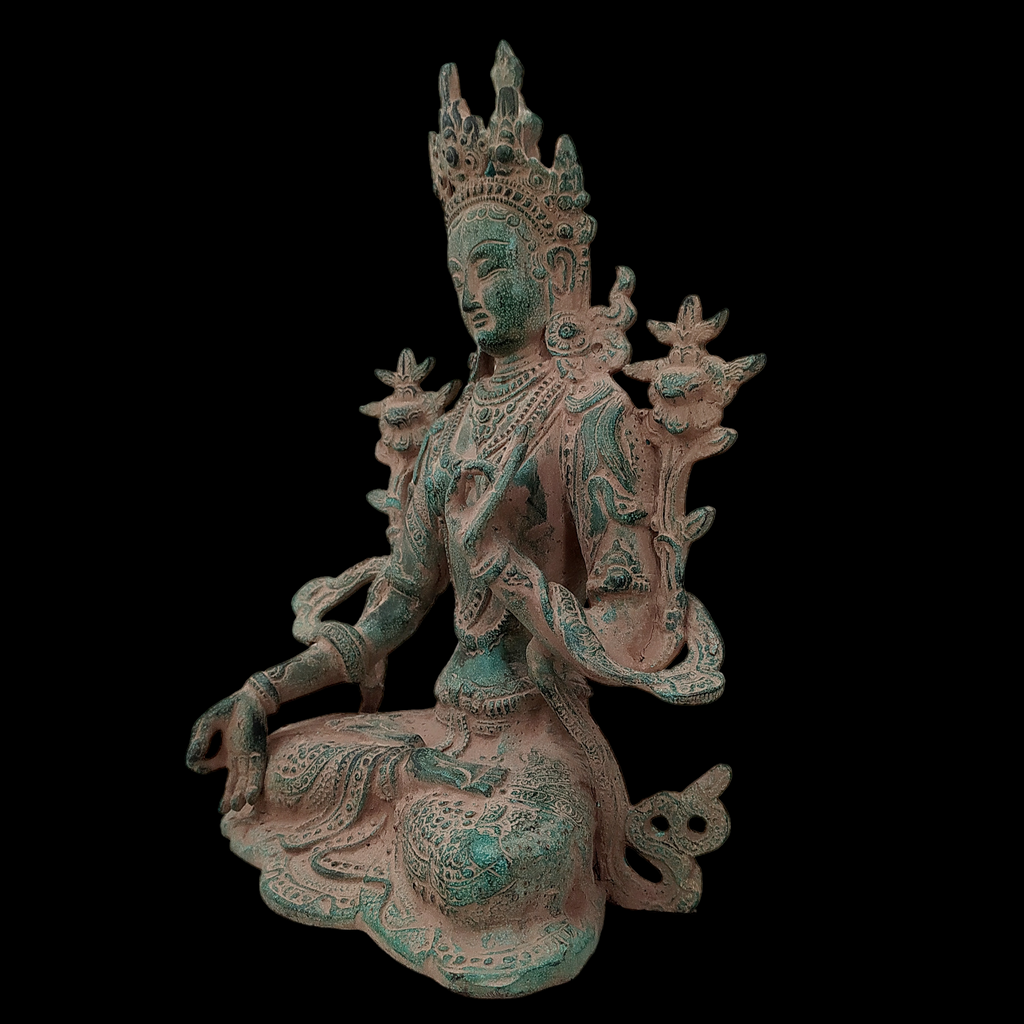 Brass Sculpture of Tara -Female Buddha & Goddess of Universal Compassion, Ht 27 cm x W 20 cm