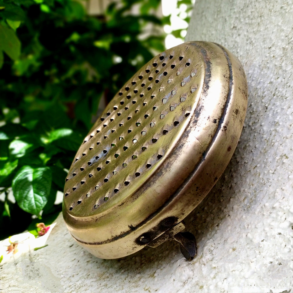 Vintage Brass Vegetable Grater. Diameter 20 x Height 6 cm