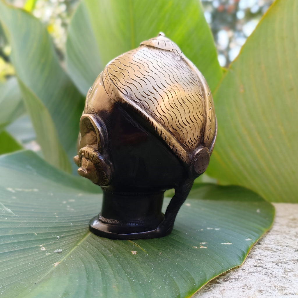 Vintage Brass Bust of Gangaur Gauri - Indian Goddess of Fertility, Love & Devotion . Height 15 cm