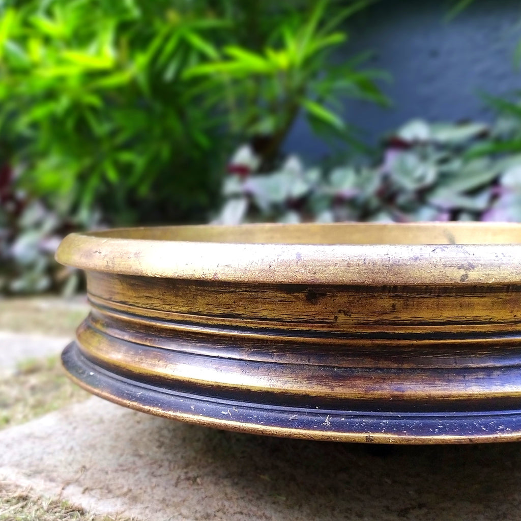 Vintage Traditional Brass Urli From Kerala. Diameter 30 cm x Height 10.5 cm