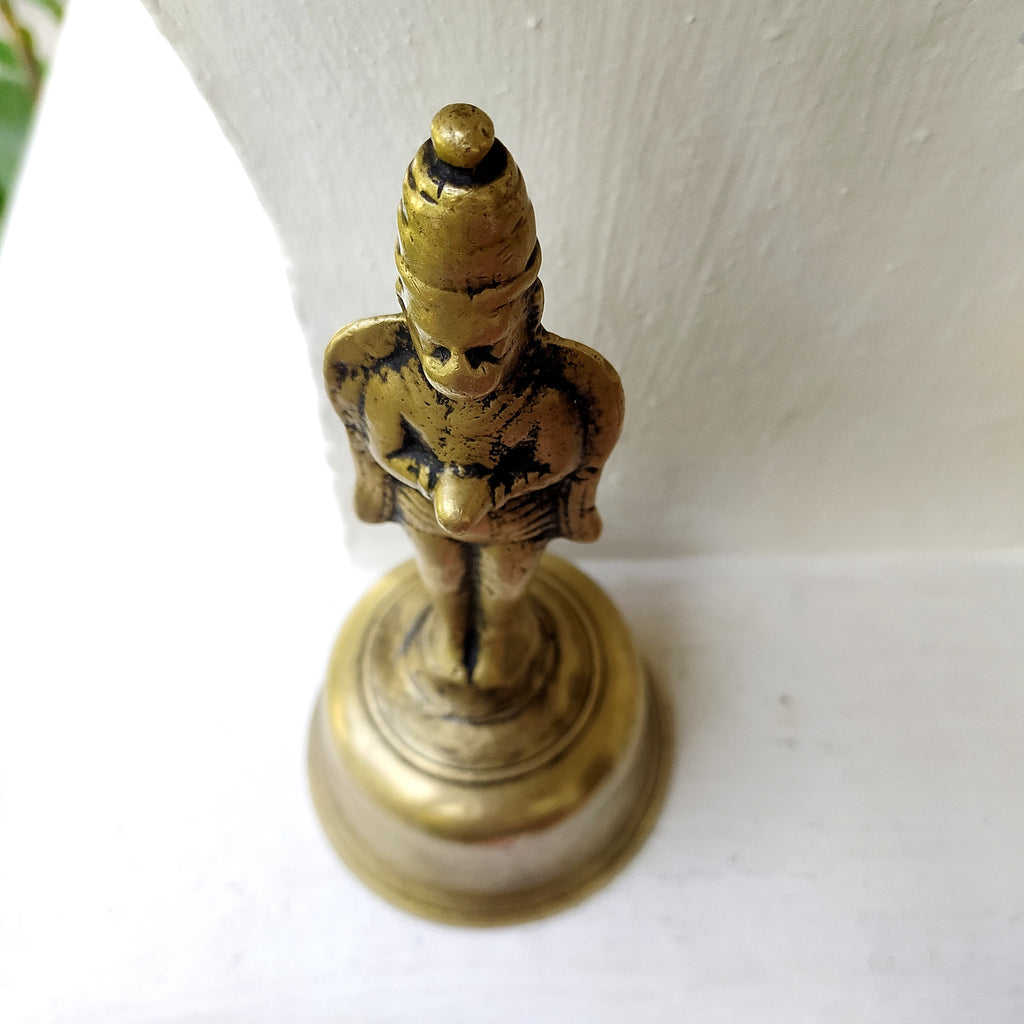 Vintage Brass Temple Bell Of Garuda - Hindu Demigod & Mount Of Lord Vishnu . Height 21 cm x Diameter 9.5 cm