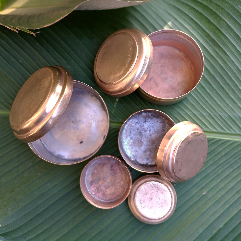 Vintage Collection Of 4 Round Brass Storage Boxes