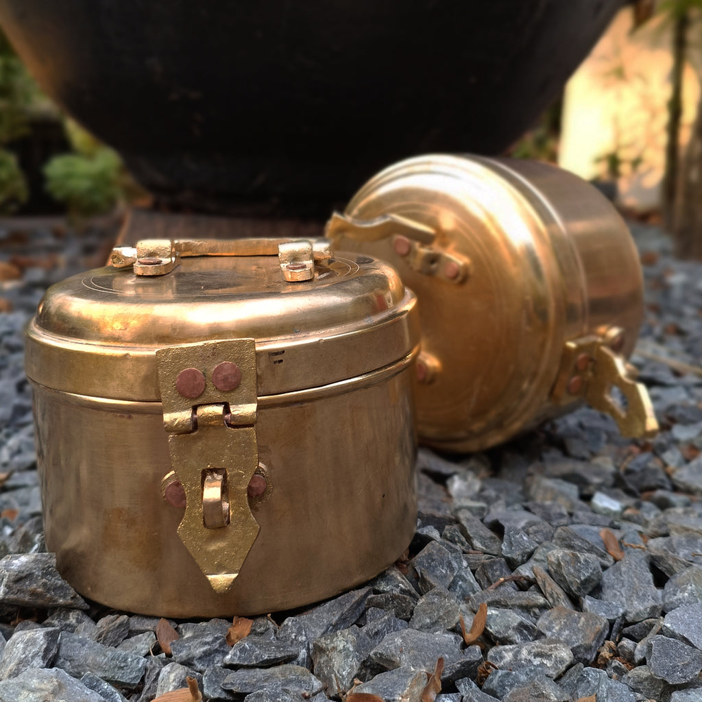 Vintage Brass Storage Containers - Set of 2