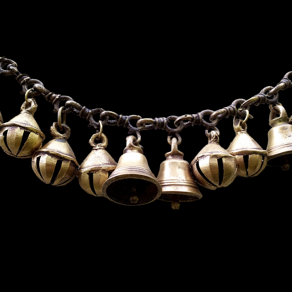 Handcrafted Vintage Brass Necklace with Bells & Ghungroos – A Timeless Artisan Treasure. Length 80 cm