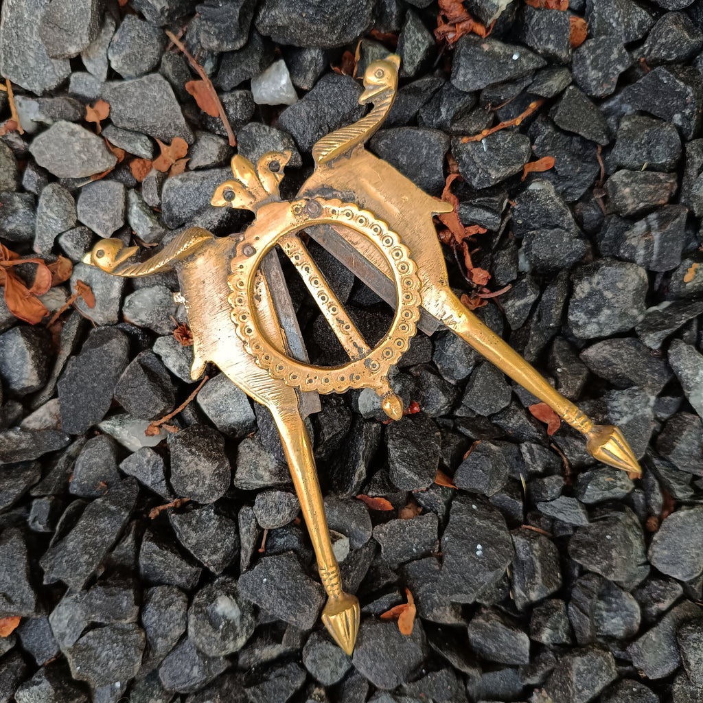 Vintage Brass Nut Cutter With Twin Peacocks. Length 17 cm x width 14 cm
