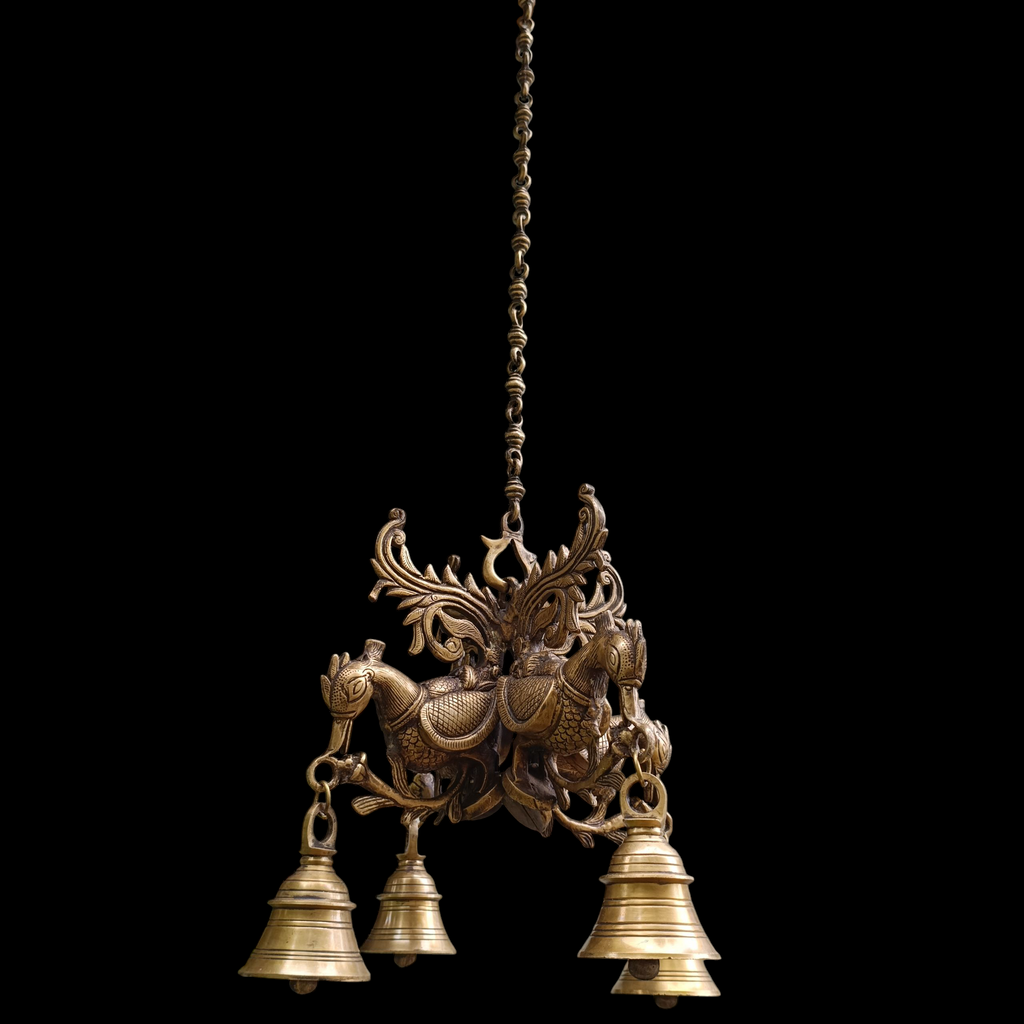 Majestic Brass Hanging With 4 Mythical Hamsa. Length 81 cm