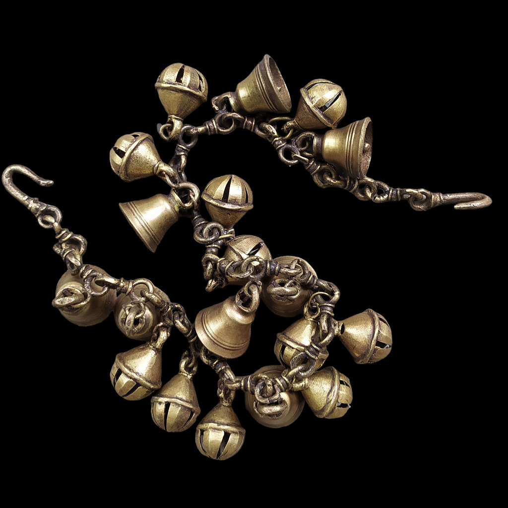 Handcrafted Vintage Brass Necklace with Bells & Ghungroos – A Timeless Artisan Treasure. Length 80 cm