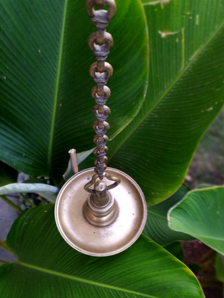 Heritage Brass Oil Lamp - "Thooku Vilakku" From South India. Length 103 cm x Diameter 16 cm