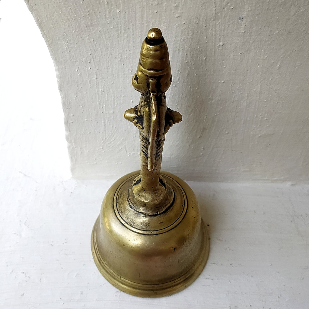 Vintage Brass Temple Bell Of Garuda - Hindu Demigod & Mount Of Lord Vishnu . Height 21 cm x Diameter 9.5 cm