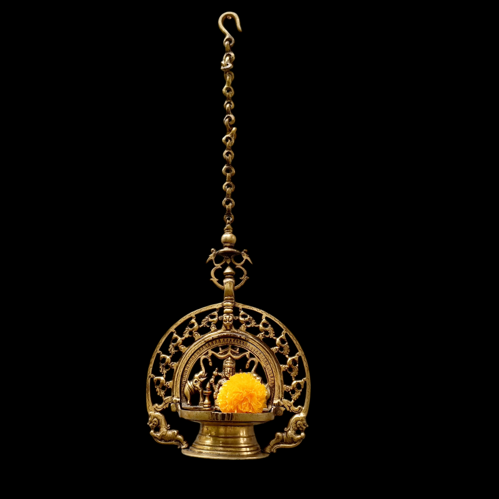 Traditional GajaLaxmi Vilakku Auspicious Oil Lamp From Kerala - 70 cm Length