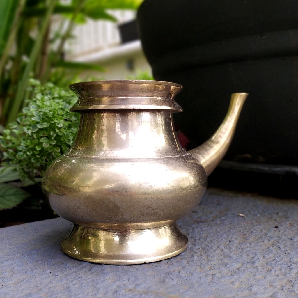 Vintage Brass Kindi With A Spout For Holy Water. Length 22 cm x Height 13 cm