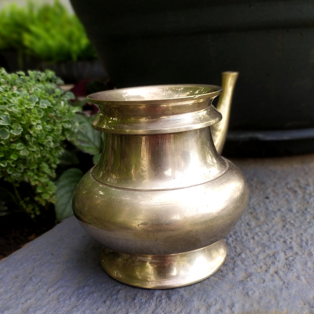 Vintage Brass Kindi With A Spout For Holy Water. Length 22 cm x Height 13 cm