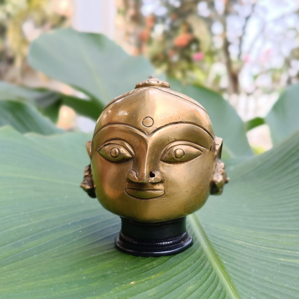 Vintage Brass Bust of Gangaur Gauri - Goddess of Fertility, Love & Devotion. Height 11 cm