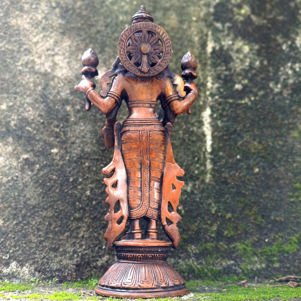 Brass Sculpture of Lakshmi - Goddess Of Wealth .  Ht 32 cm x Width 15 cm