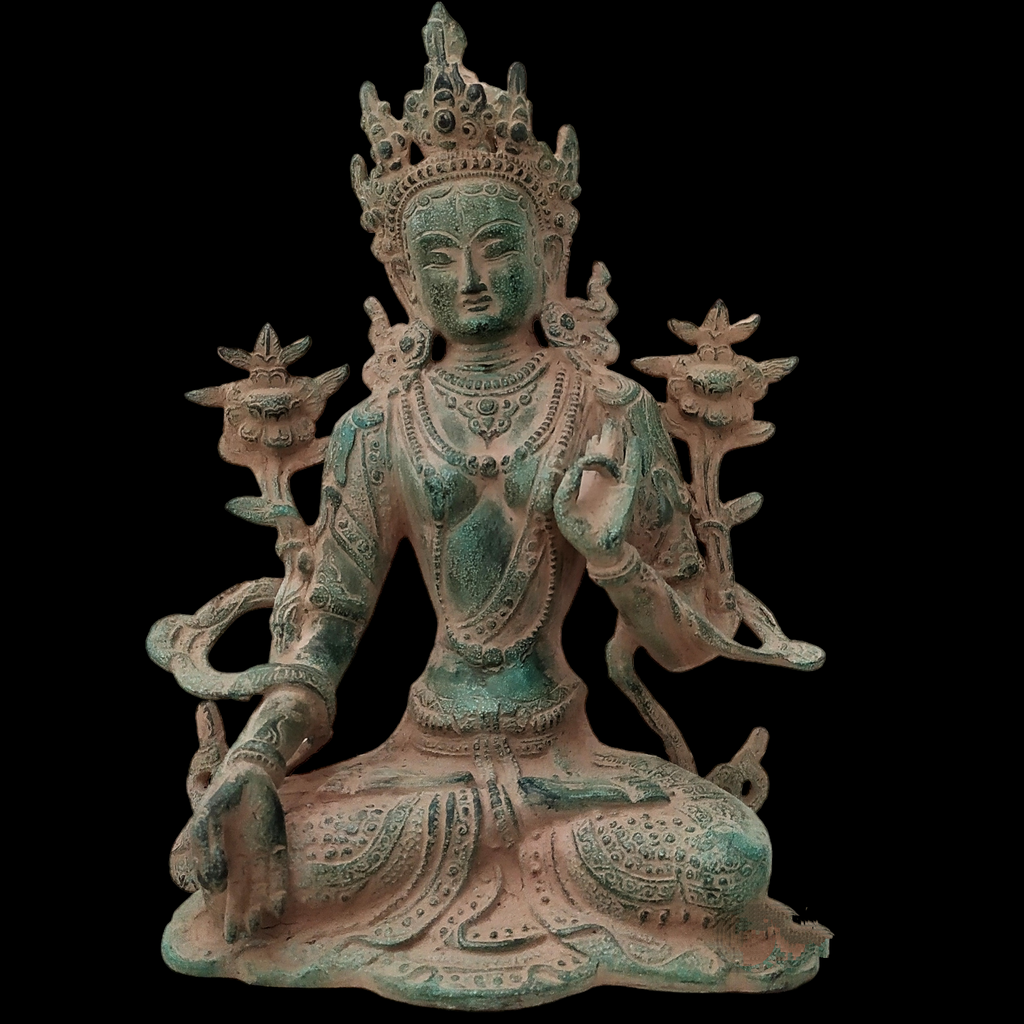 Brass Sculpture of Tara -Female Buddha & Goddess of Universal Compassion, Ht 27 cm x W 20 cm