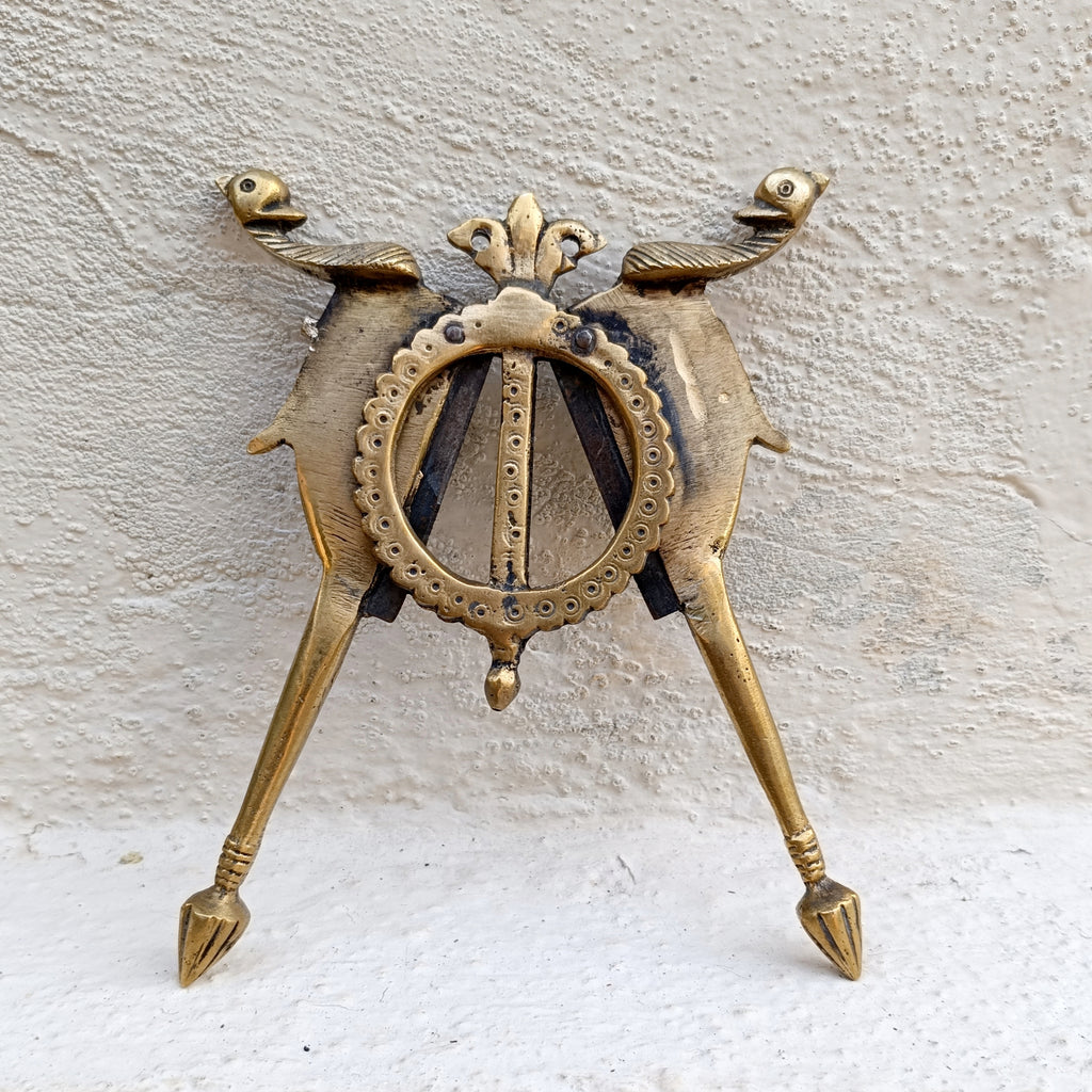 Vintage Brass Nut Cutter With Twin Peacocks. Length 17 cm x width 14 cm
