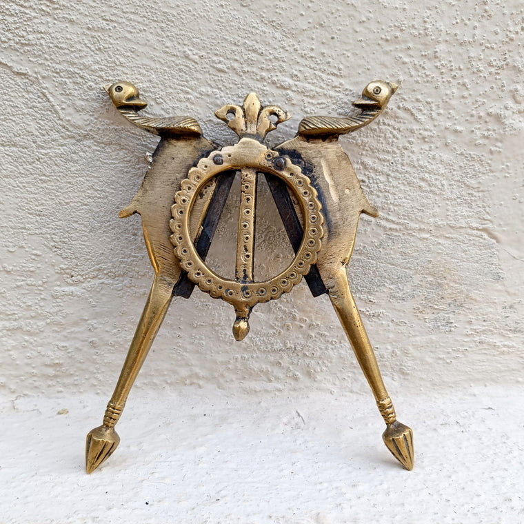 Vintage Brass Nut Cutter With Twin Peacocks. Length 17 cm x width 14 cm