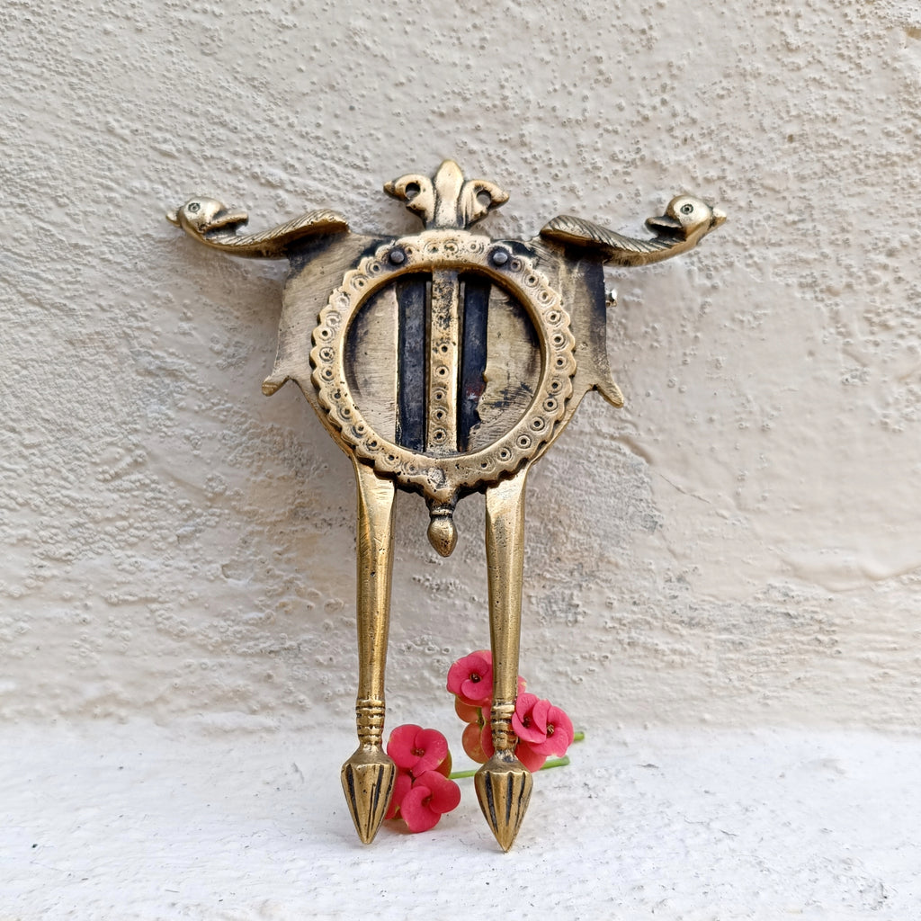 Vintage Brass Nut Cutter With Twin Peacocks. Length 17 cm x width 14 cm